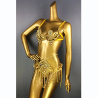 Sparkly Samba Carnival Rainbow Stone Wire Bra & Belt Two-Piece Costume Set