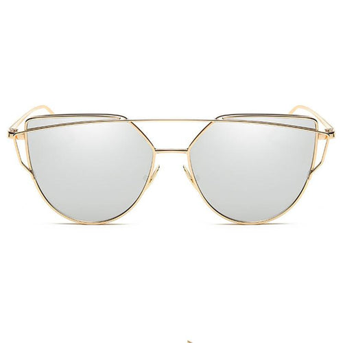 Luxury Vintage Modern Cat Eye Metal High Quality Frame  With Miror Sunglasses For  Women and Lady sunglasses With UV400 Protection
