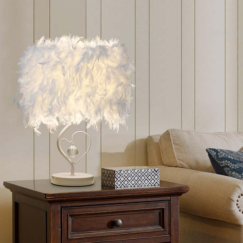 STEVVEX Reading Room Luxury Interesting Decor Heart Shape Feather Crystal Lamp Table Lamp for bedroom Light art decor home planetarium