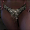Geometric Rhinestone Tassel Thong Body Chain – Luxury Crystal Lingerie & Shimmering Waist Harness for Raves, Festivals & Beachwear