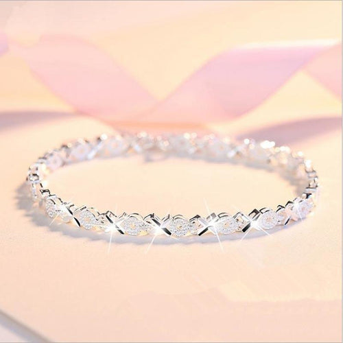 Top Quality Elegant 925 Sterling Silver Luxury Bracelets For Women Wedding Accessories Lady Fashion Zircon Geometric Bracelet Girl Gift