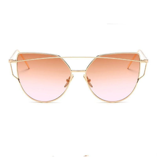Luxury Vintage Modern Cat Eye Metal High Quality Frame  With Miror Sunglasses For  Women and Lady sunglasses With UV400 Protection