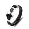 New Elegant Fashion Multi-Layer Leather Luxury Stainless Steel Charm Bracelet Skull Compass Anchor Couple Survival Bracelets Bangles Cool For Men And Women