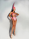 Crystal & PU Leather Roleplay Dance Costume Set