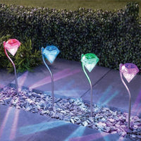 4 Solar Garden Diamond LED Lamps In White Warm White And Multicolor Stainless Steel Lamps For Garden Pathway Yard