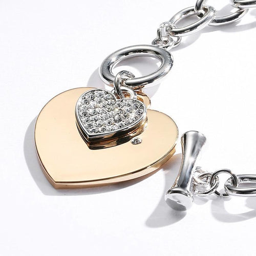Gold Love Heart Charm Bracelets For Women Accessories Silver Color Link Chain Bracelets & Bangles Trendy Jewelry Design