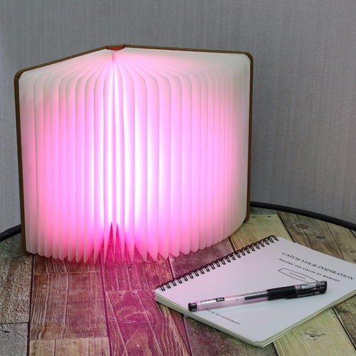 STEVVEX Led Book Lamp Light USB Rechargeable Foldable Wooden Night Light Valentine Birthday Christmas Gift for Family Friend Rechargeable Unique Gift