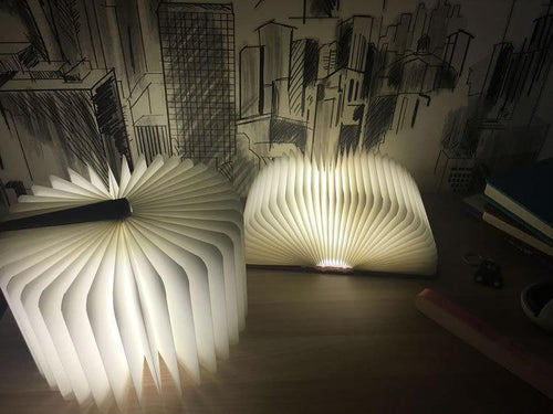 STEVVEX Led Book Lamp Light USB Rechargeable Foldable Wooden Night Light Valentine Birthday Christmas Gift for Family Friend Rechargeable Unique Gift