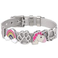 Fashion Stainless Steel Woman and Men Bracelet Mesh Bracelet Set Crystal Heart Anchor Charm Fine Bracelet Bangle For Female Lover