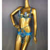 Sparkly Samba Carnival Rainbow Stone Wire Bra & Belt Two-Piece Costume Set