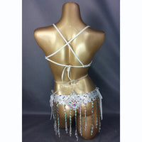 Sparkly Samba Carnival Rainbow Stone Wire Bra & Belt Two-Piece Costume Set