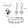 New Style Stamp Silver Color Jewelry Luxury Sets Zircon Elegant Square Cube Necklace Earrings Bracelet For Women