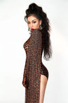 Wild Glam Leopard Print Gogo Bodysuit & Flowing Cape Set