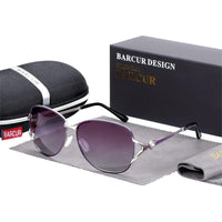 Elegant Women Gradient Luxury Polarized Sunglasses Luxury Round Eyewear With Metal High Quality Frame  lunette de soile