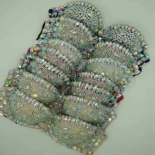 Premium All-Over Rhinestone Glamour Set – High-Brilliance Crystal Costume Top & Belt Set for Showgirls, GoGo Dancers & Raves