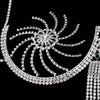 Luxury Crystal Swirl Micro Bikini Body Chain – Shimmering Rhinestone Tassel Bra & Exotic Chest Harness for Festivals, Raves & Clubwear