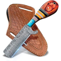 Bull Cutter Knives – Handmade Damascus Steel with Pakkawood and Camel Bone Handle