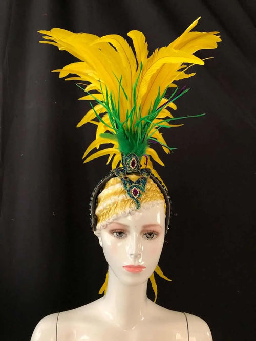 The Stardust Samba Radiance – Elegant Feathered Stage & Carnival Headdress