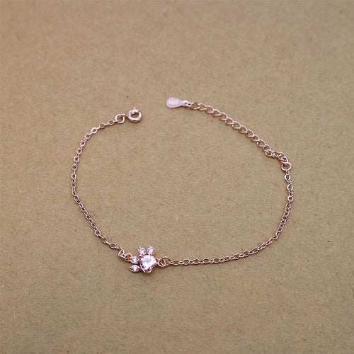 Elegant Wedding Jewelry Modern Dog Cat Paw Bear Claw Pink Heart AAA Cubic Zircon Rose Gold Chain Link Luxury Bracelets For Women Party Jewelry Gift