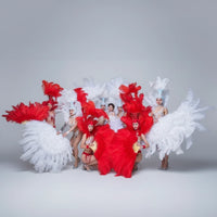 Ostrich Feather Headdress & Pearl Suit Stage Costume Set