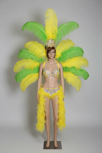 Deluxe Feather Flower Backboard Showgirl Performance Set