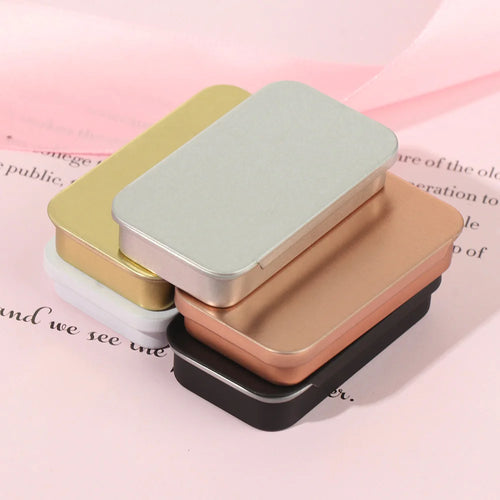 1 Pcs Metal Rectangular Empty Mini Tin Box Tinplate Push Candy Pill Cases Bins Jar Hinged Containers Small Organizer Storage Box