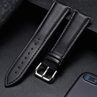 COROS Calfskin Leather Watch Band - Soft Wrist Strap with Silver Buckle