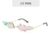 NEW 2021 Fashion Fire Flame Sunglasses For Women With Brand Design Rimless Wave Eyewear Luxury Trending Narrow Style