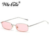 Vintage Small Narrow Rectangle Sunglasses Women Men Brand Red Clear Lens Skinny Slim Wire Retro Hip Hop Sun Glasses Shades OM522