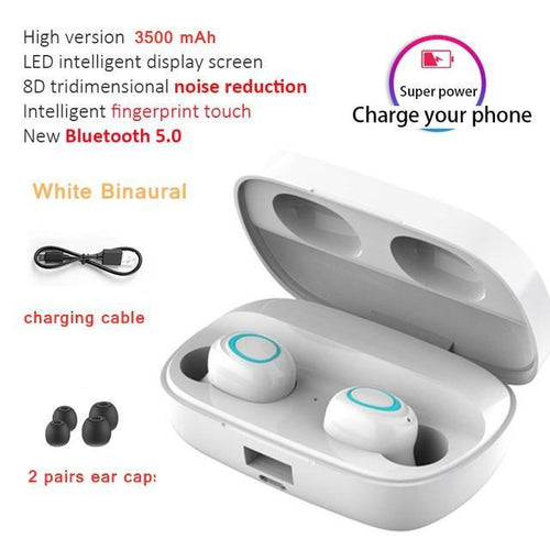 STEVVEX 3500mAh LED Bluetooth Wireless Earphones Headphones Earbuds TWS Touch Control Sport Headset Noise Cancel Earphone Headphone