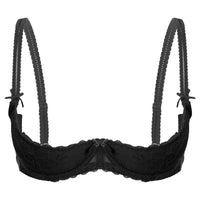 Lace Underwire Half-Cup Push-Up Bra