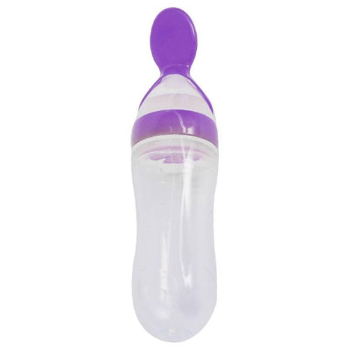 Silicone Baby Bottle With Spoon Food Supplement Bottles Squeeze Spoon Milk Feeding Bottle Cup For Baby and Kids