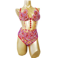 Sparkly Samba Carnival Stone Wire Bra & High-Waisted Bottom Two-Piece Costume Set
