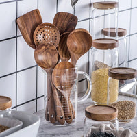 1-7 pieces/set teak tableware spoon Colander spoon Special nano soup skimming Cooking spoon Wooden kitchen accessory kit