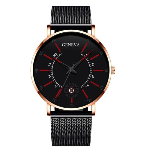 Men Watches Luxury Fashion Mens Business Watch Ultra Thin Stainless Steel Mesh Belt Quartz Wrist Watch For Men's and Boys