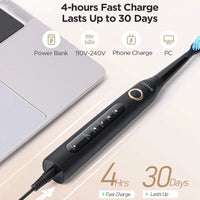 Fairywill FW-507 Electric Sonic Toothbrush - USB Rechargeable, Waterproof, Replacement Heads