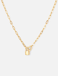 Heart Lock Paperclip Chain Necklace