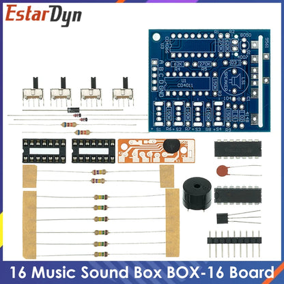 16 Music Sound Box BOX-16 Board 16-Tone Electronic Module DIY Kit Parts Components Soldering Practice Learning Kits for Arduino