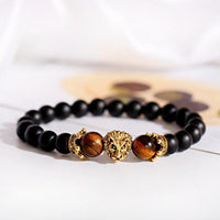 New Classic Crown Lion Elegant Bracelet Luxury For Men Fashion Tiger Eye Onyx Stone Handmade Beaded Charm Modern Bracelet For Women Jewelry