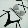 The Stardust Geometric Cross-Strap Bikini – Crystal Lattice Showgirl Set