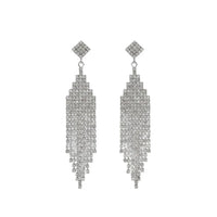 Vintage Crystal Tassel Drop Earrings – Elegant Geometric Multi-Strand Statement Earrings for Weddings, Galas & Evening Wear