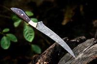 Damascus Fillet Knife – 13" Rosewood Handle & Leather Sheath