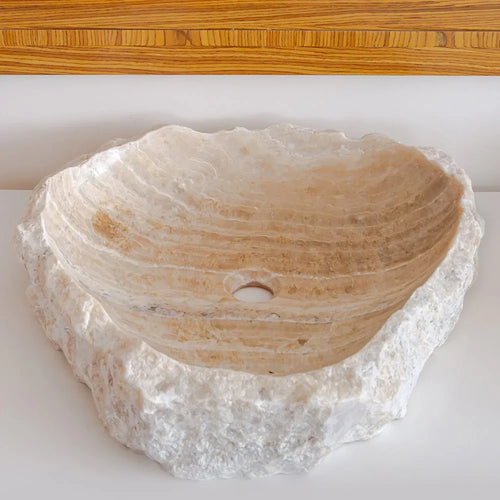 Honey Onyx Translucent Rustic Natural Stone Above Vanity Bathroom Sink