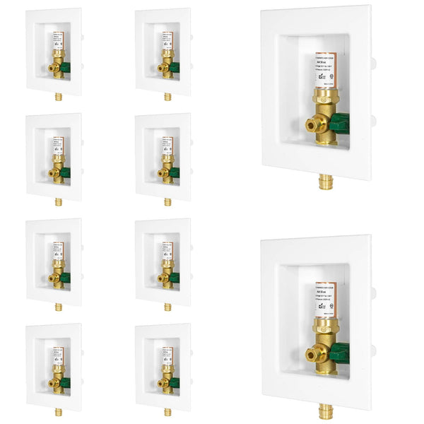 10 Pcs 1/2" PEX Crimp (F1807) Inlet, Ice Maker Outlet Box, with Copper Arrestor