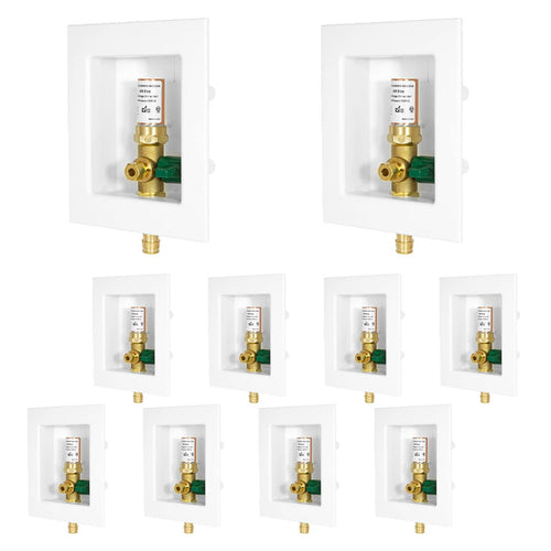 10 Pcs 1/2" PEX Expansion (F1960) Inlet, Ice Maker Outlet Box, with Copper Arrestor