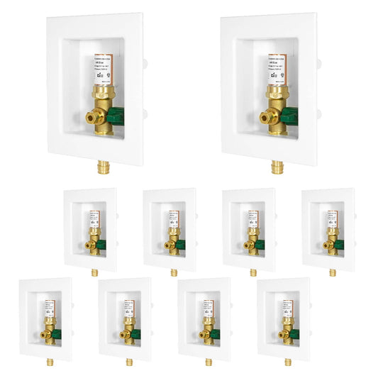 10 Pcs 1/2" PEX Expansion (F1960) Inlet, Ice Maker Outlet Box, with Copper Arrestor