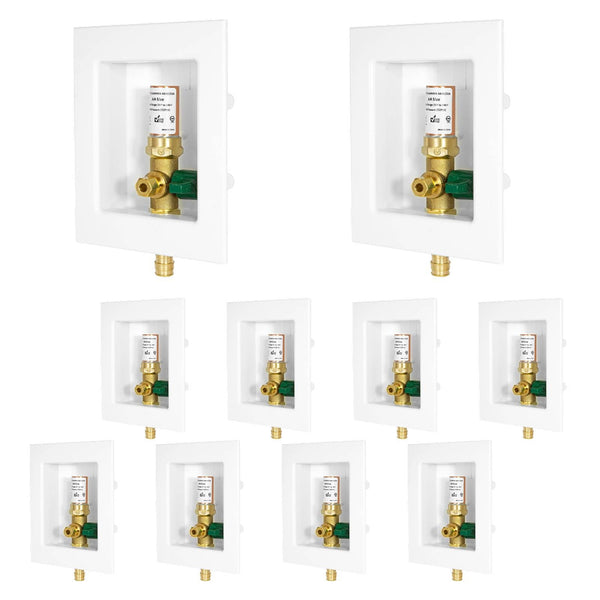 10 Pcs 1/2" PEX Expansion (F1960) Inlet, Ice Maker Outlet Box, with Copper Arrestor