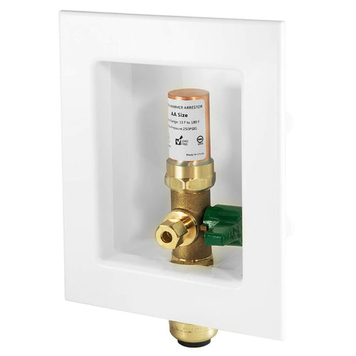 1/2" Push Fit Inlet, Ice Maker Outlet Box, with Copper Water Hammer Arrestor Plumbingsell