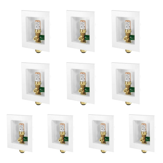 10 Pcs 1/2" Push Fit Inlet, Ice Maker Outlet Box, with Copper Water Hammer Arrestor