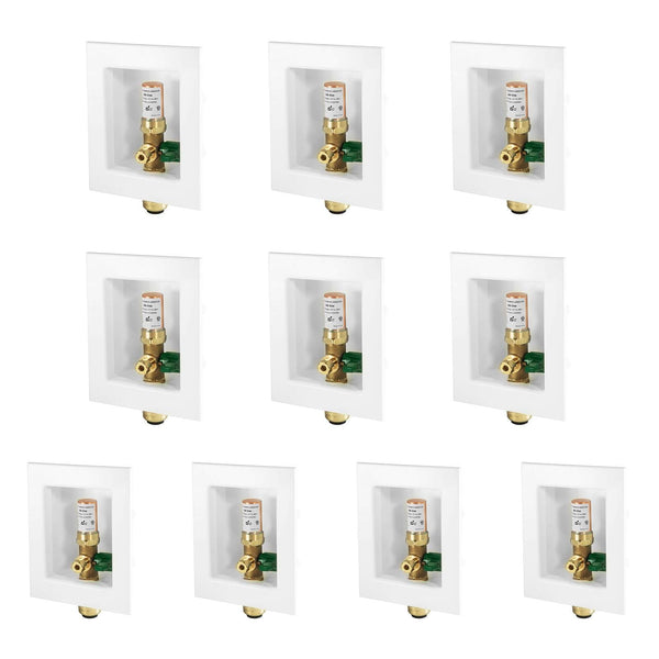 10 Pcs 1/2" Push Fit Inlet, Ice Maker Outlet Box, with Copper Water Hammer Arrestor